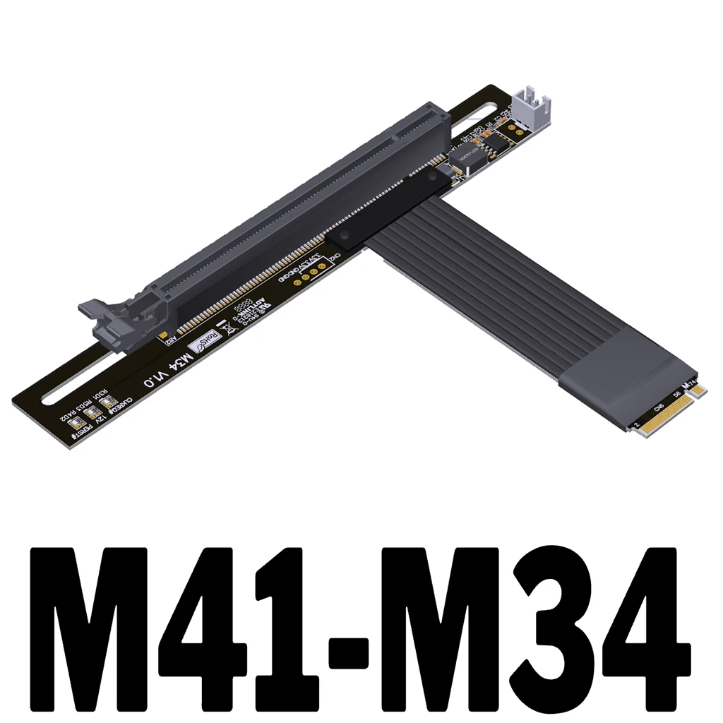 

Кабель-удлинитель для адаптера M.2 NGFF NVMe Key M к PCI-E 4,0x16 PCIe4.0 x4 gen4 64G/bps, Угловой 90 ° кабель питания SATA