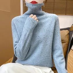 New Fashion Autumn And Winter Merino Wool Pullover Sweater Solid Color Long Sleeve Basic Thermal Top 100% Pure Wool SweaterWQ828