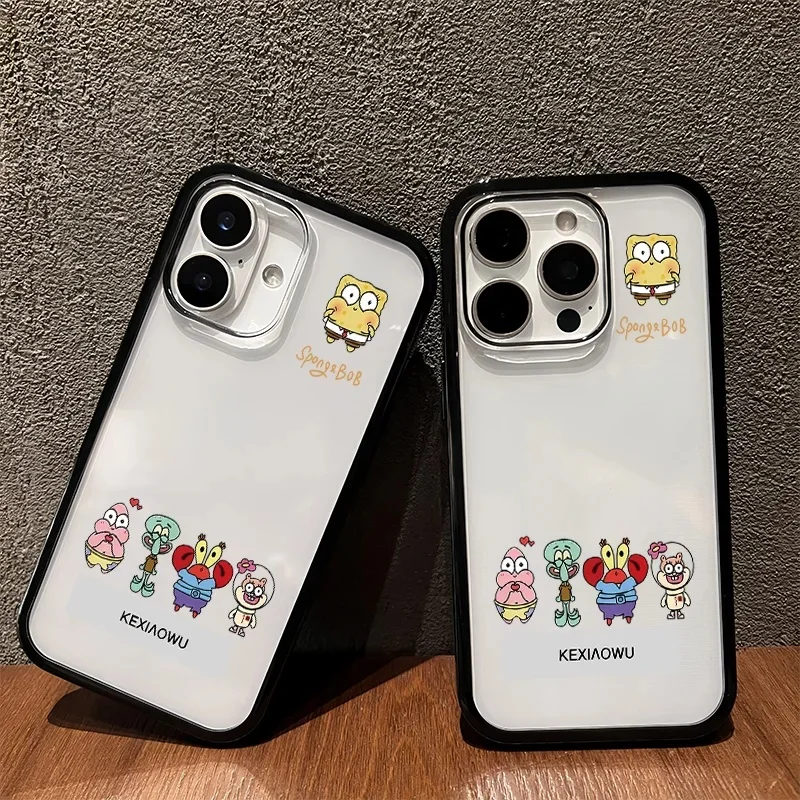 

Cute S-SpongeBob P-Patrick Star Phone Case for iPhone 13 14 15 16 Pro Max Plus Cartoon Cartoon Funny S-SpongeBob Anti-Fall Cover