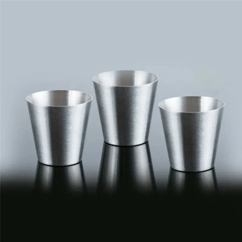 Stainless Steel Cups Mini Set Outdoor Practical Travel Whiskey Glass Portable Drinkware 30ml/170ml Kitchen Dining Bar Home