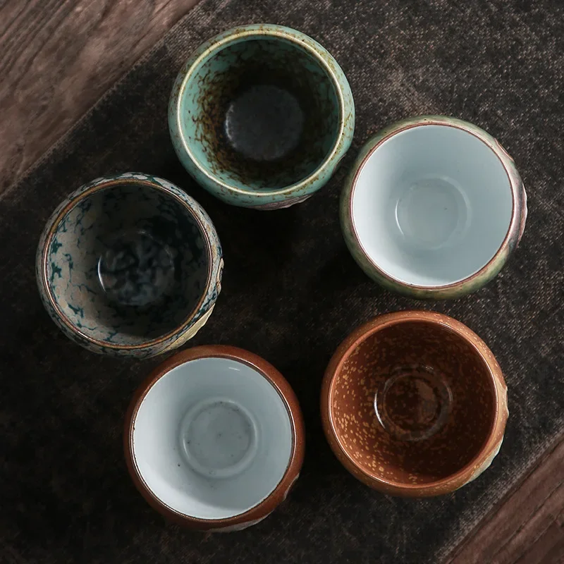 Stoneware Five Elements Cup Ceramic Kung Fu Tea Cup Kiln Baked Relief Lotus Seedpod Teacup Cup Master Cup Readily Gift Teacups