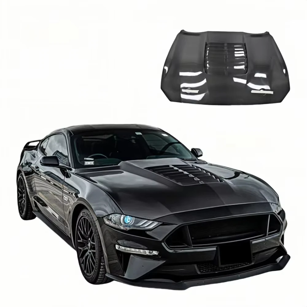 

New Durable Carbon Fiber Front Hood For Mustang 2015-2023 GT500 Style Upgrade-Bolt-On Installation