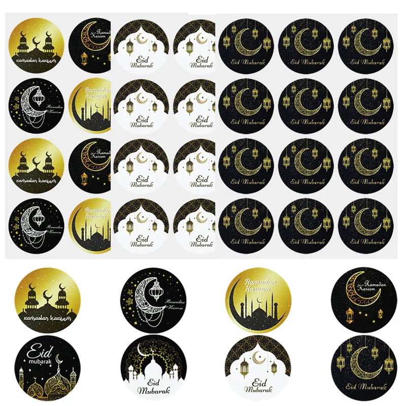 120pcs EID Mubarak Stickers Ramadan Kareem Gifts Packaging Seal Lable Stickers Islam Muslim Festival Party Decor EID Gift Labels