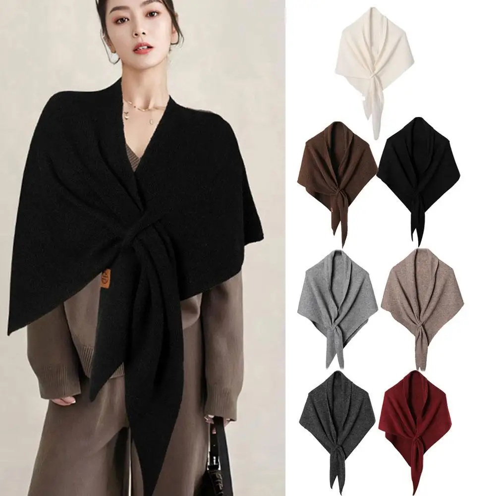 

Triangle Scarf Shawl Autumn Winter Korean Version Women's Neck Wrap Wool Blended Female Thickened With Knitted Warm Shoulder