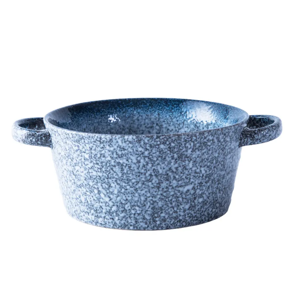

1Pcs Double Handle Soup Bowl Ceramic Premium Material Heat Insulation Anti-Scald Smooth Surface Home Restaurant Hotel Use
