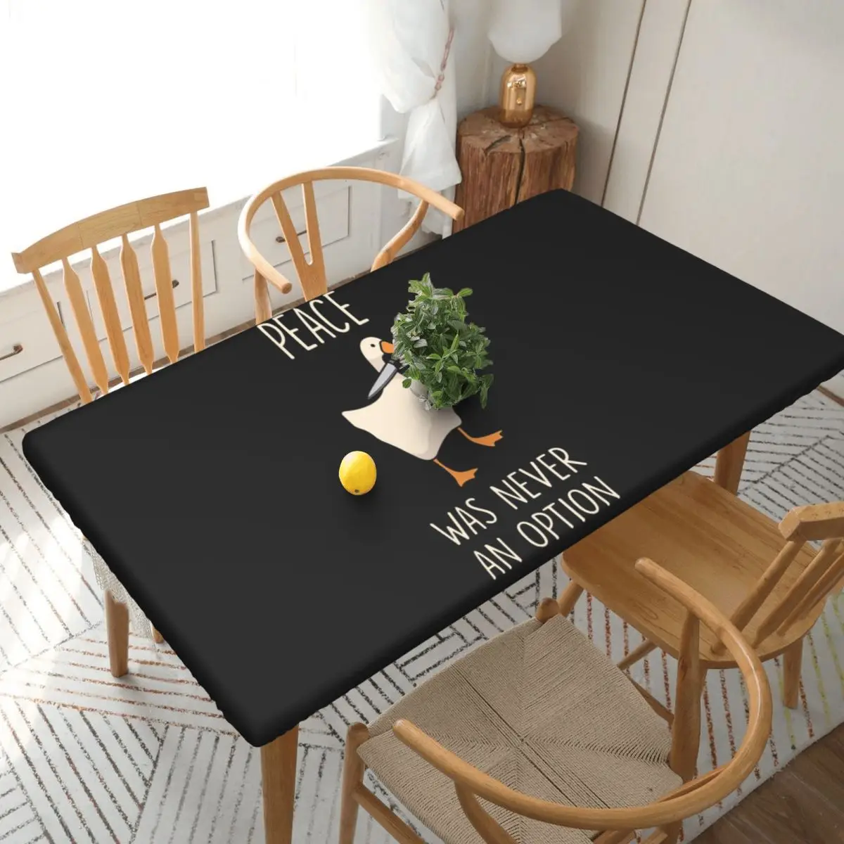 Goose Goose Peace Was Never An Option Customized Rectangular Tablecloth Oilproof Table Cover for Festival Party Table Cloth