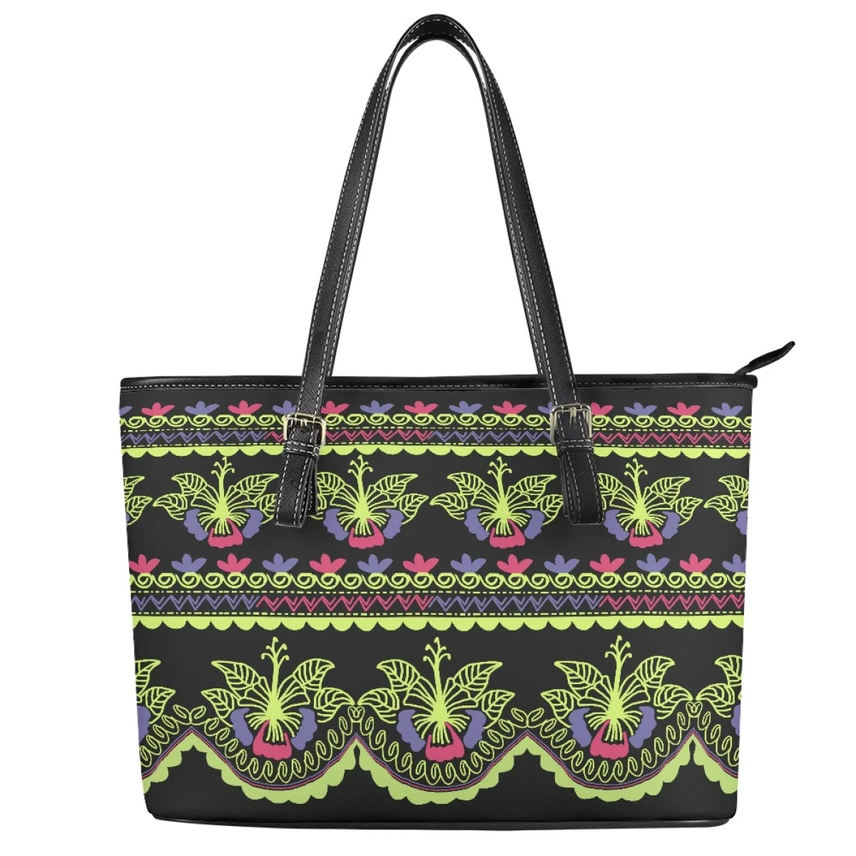 Imagem -03 - Grande Bolsala de Couro para Senhoras Bolsas e Bolsas de Ombro Personalizadas Estampado em Estilo Tribal Tradicional Polinésio Nova