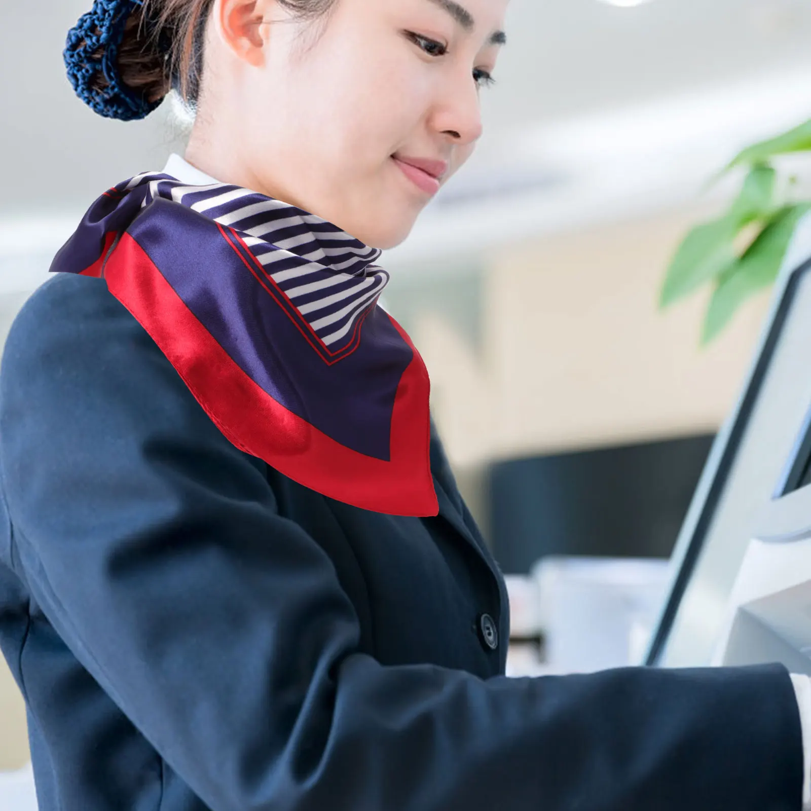 Stewardess Scarf Lightweight Ladies Satin Neck Scarves Women Girls Neckerchief Silk Scarf For Women Party Wedding Gift