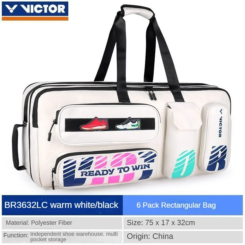 VICTOR Badminton Bolsa de Raquete de Grande Capacidade, Sacos Retangulares de Competição, Multi Funcional, Bolsa de Raquete Esportiva, Bolsas de Tênis, BR3632