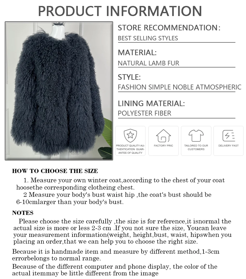 Women\'s Real Sheep Fur Coats Mid-Length Mongolian Lamb Fur Coat Hot Selling Style Female Sheepskin Jacket