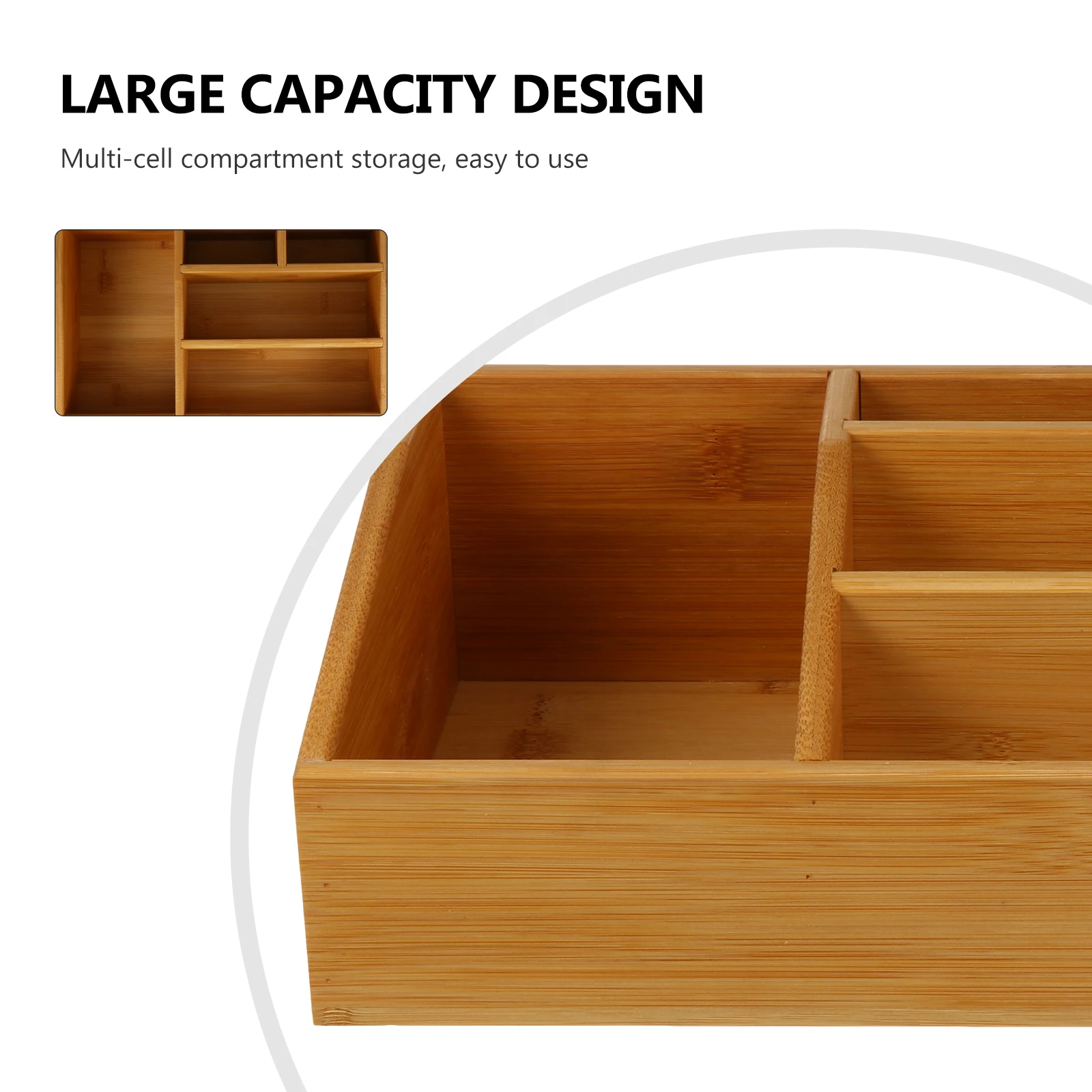

Bamboo Storage Box Desk Organizer Wear Resistant Compact Lightweight Large Capacity Multi Bedroom Office