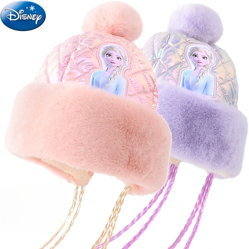 

Детская шапка Miniso Disney, плюшевая зимняя детская шапка с косами для девочек, флисовая теплая шапка, утолщенная морозостойкая шапка для девочек Aisha