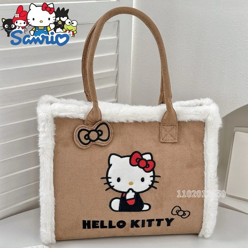 

Sanrio Hello Kitty, новая женская сумка с вышивкой, большая вместительная женская сумка на плечо с героями мультфильмов, роскошная брендовая оригинальная большая сумка