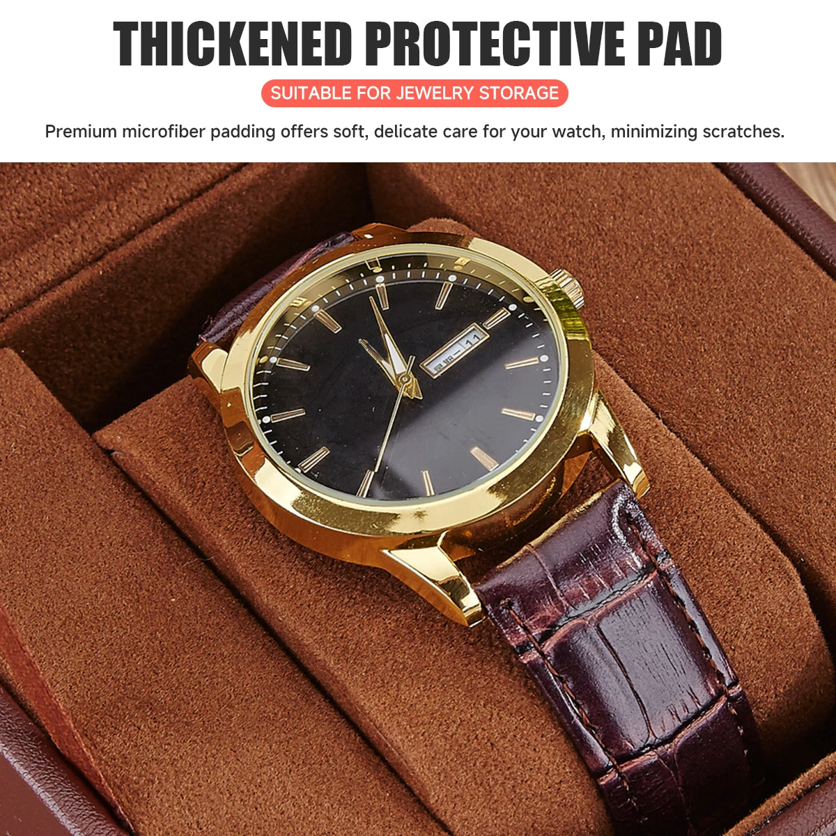 Clear Glass Top PU Leather Watch Box Single Slot Men Jewelry Organizer Storage Case Collection Gift Holder Stand Display