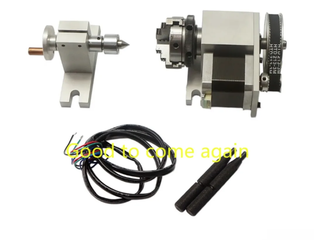 Tailstock and CNC Rotary 4th Axis A Axis Rotary Axis With 3 Jaw Chuck 44mm Center Height 30mm Telescopic Stroke for CNC Router 