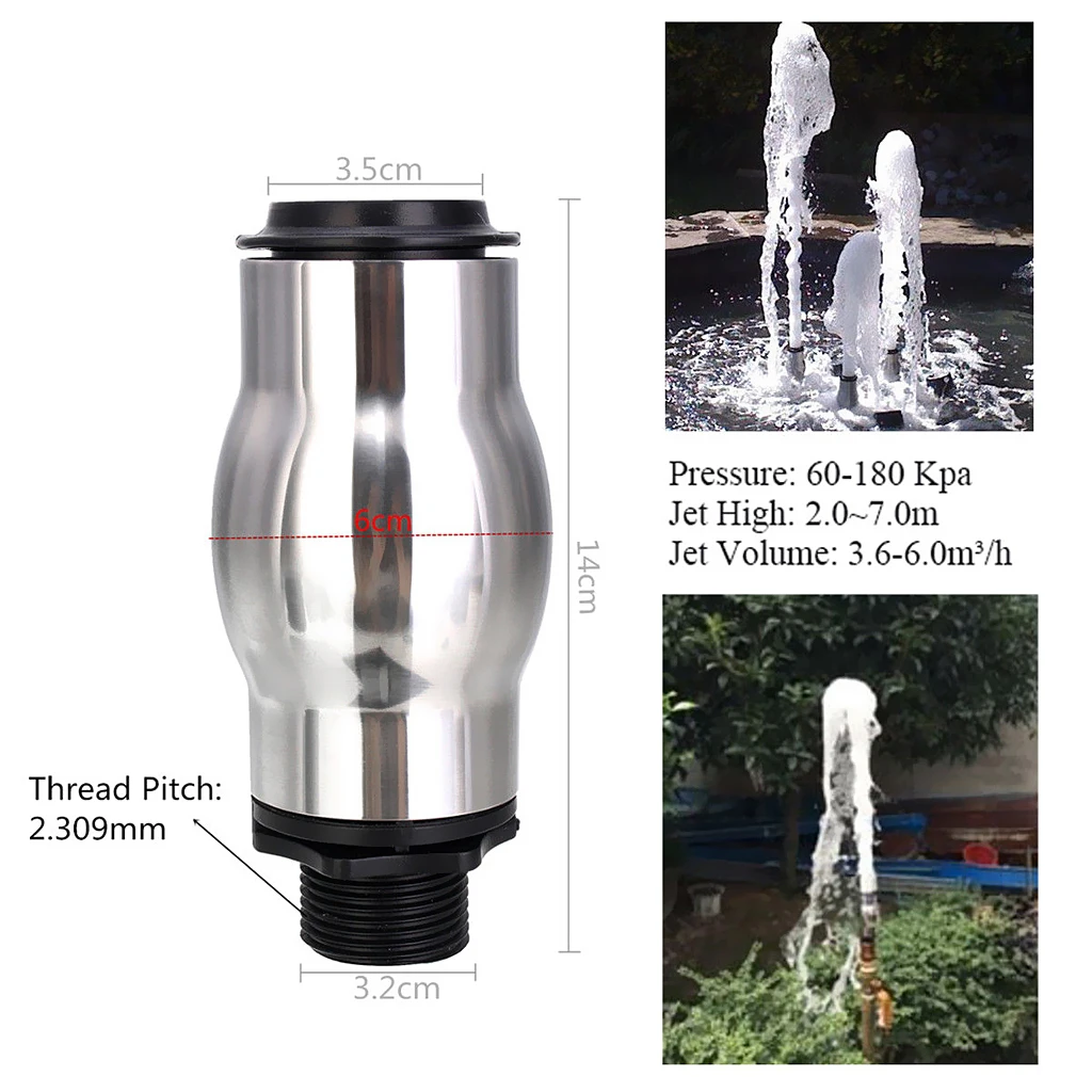 

Pond Fountain Sprinkler Bubble Nozzle Stainless Steel Spray Head for Waterfall Water Fountain Garden Decor