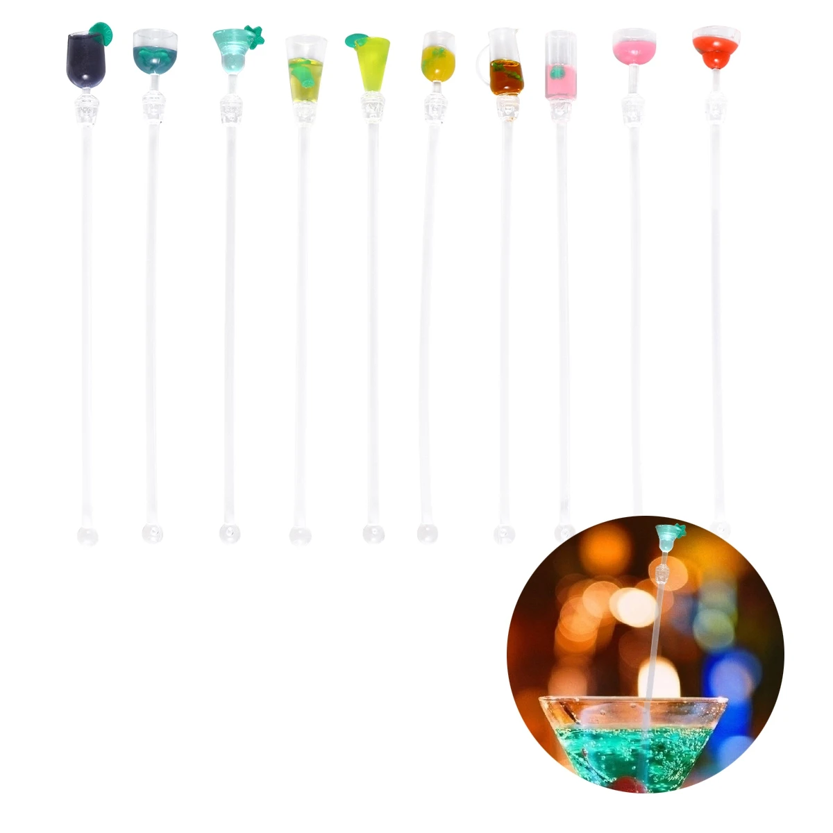 

20 Pcs Cocktail Stirring Sticks Drink Mixer Stick Drink Mixer Bar Ideal for Juice Restaurants Bars Coffee Shops