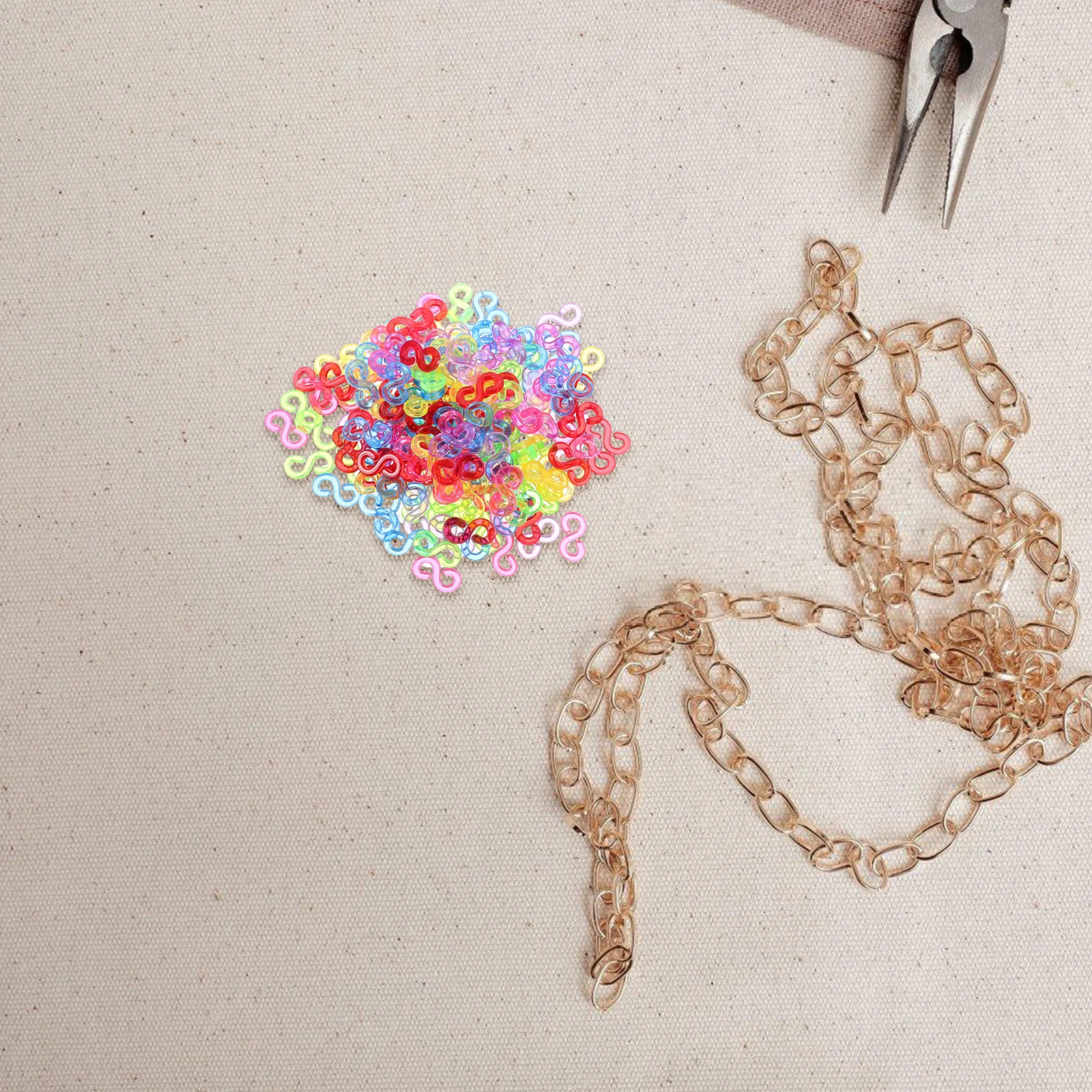 

500 Pcs Buckle Rainbow Rubber Band Bracelet Connector Plastic Clips Rubber Band Clips Accessories Clasps Hooks