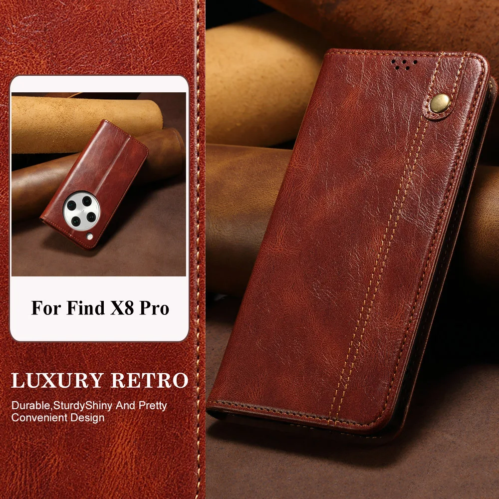 Find X8 Pro Findx8 5G Luxury Case Texture Leather Magnetic Card Funda for OPPO Find X8 Pro Case Phone Find X 8 X8Pro Flip Cover