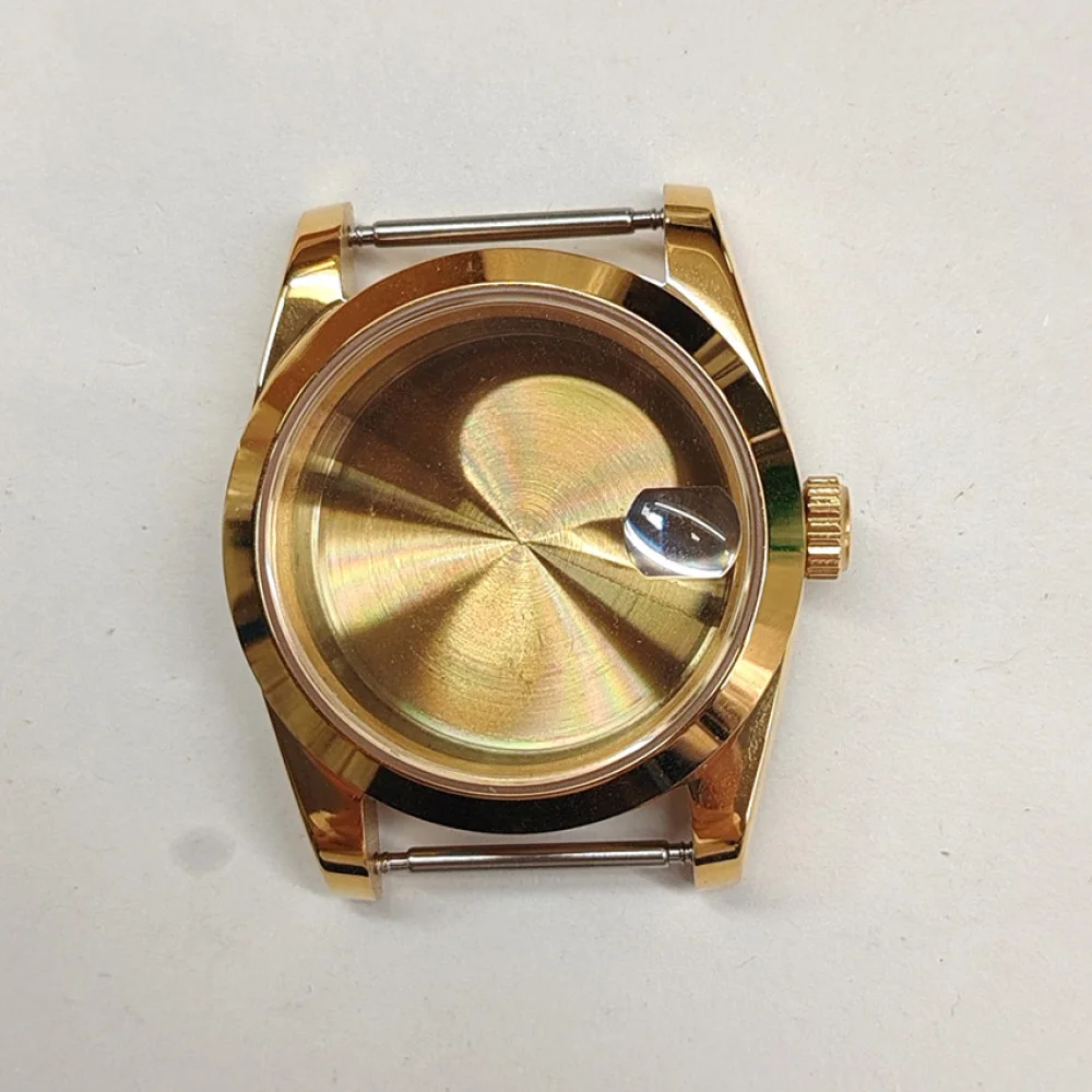 حافظة ساعة ذهبية PVD 36 مم/39 مم، حافظة زجاجية معدنية من الفولاذ المقاوم للصدأ NH35، لحركة NH35/NH36، غلاف ساعة مناسب 29 مم 28.5 مم #3