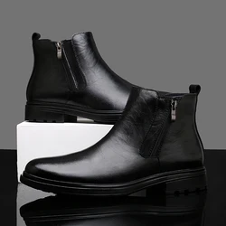 High End Brand Men's Genuine Leather Shoes Winter British Style Chelsea Boots Interview Business Men's High Top Ankle Boots