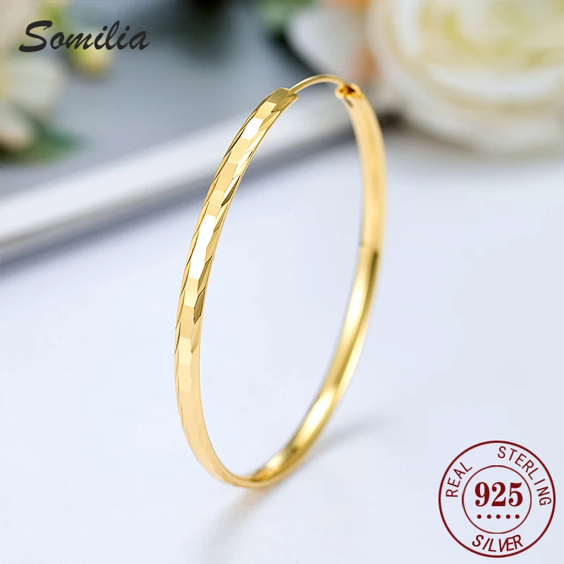 SOMILIA 18K Gold Elegant low allergy 3/4/5/6CM Round Hoop Earrings For Women Fashion Party Luxury Jewelry ﻿