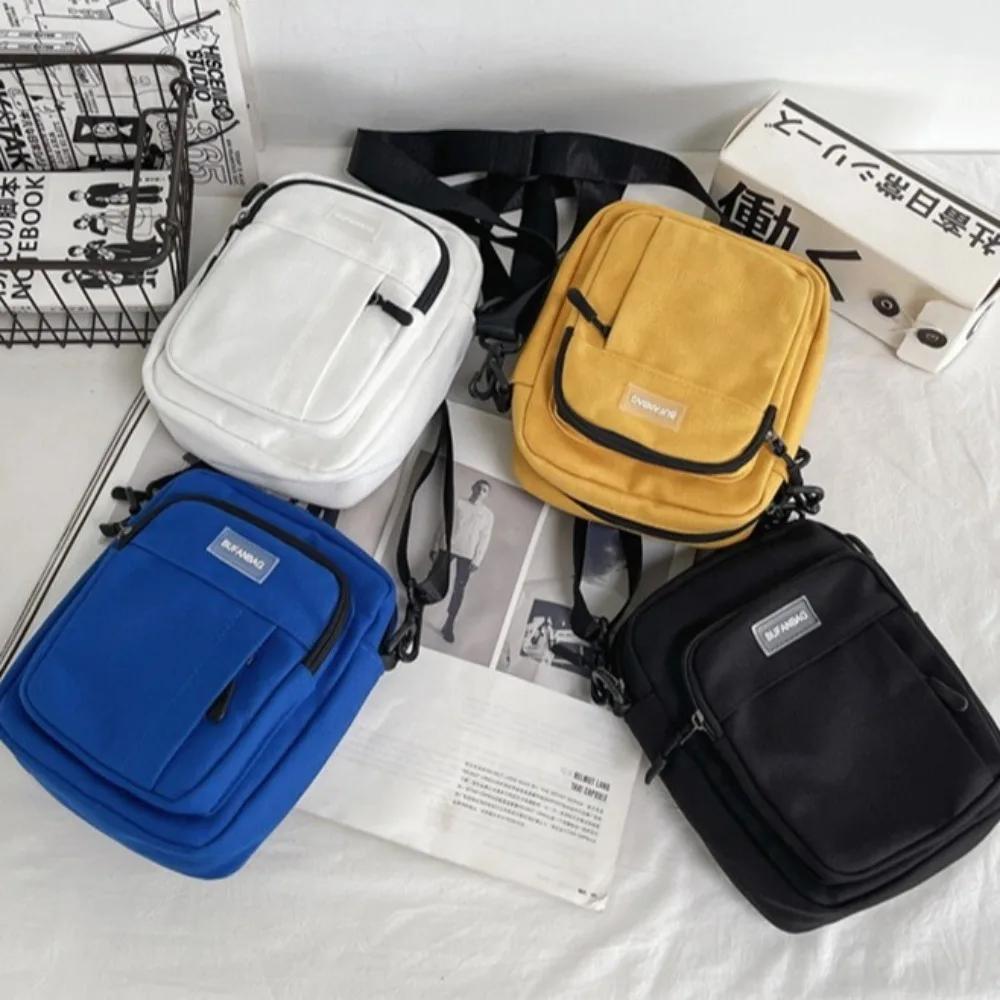 

Nylon Men's Shoulder Bag Square Multifunctional Canvas Crossbody Bag Large Capacity Korean Style Sports Phone Bag Outdoor