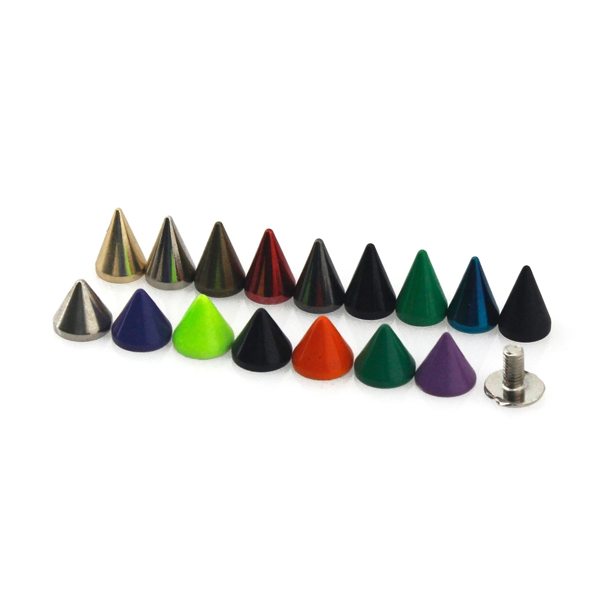 10pcs More Color Brass Bullet Cone Spike Punk Screwback Studs Bag Clothes Leather Craft Phone Case DIY Decor Accessories