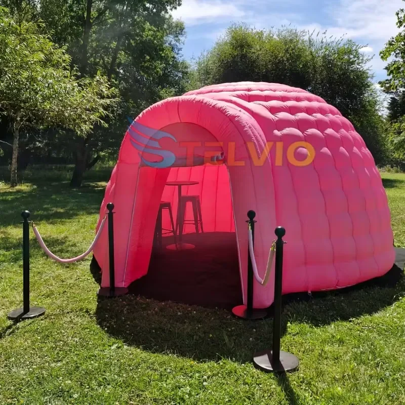 New Design 5m pink Inflatable Dome Tents Inflatable Igloos with LED Lighting Small Inflatable Igloo Party Tent for Sale
