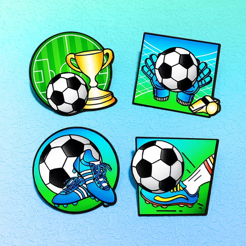 Cartoon Football Pins 4-design Enamel Football Sneakers Trophy Brooch Collar Pin For Clothes Backpack Badge Gifts