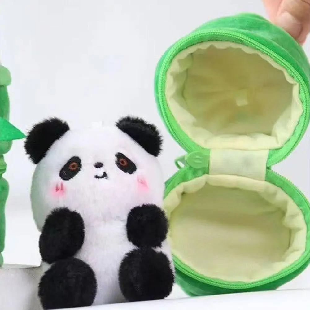 Schattige Bamboe Panda Pluche Speelgoed Simulatie Verwijderbare Pop Sleutels Hanger Auto Sleutelhanger Verjaardag Cartoon Pop Gebreid Cadeau Voor Kinderen