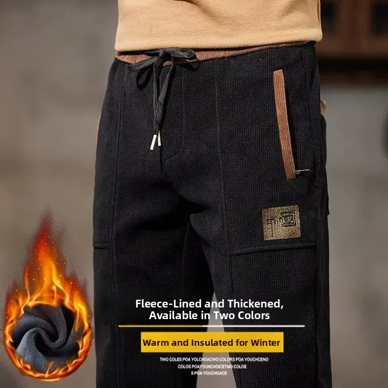 

Men's Casual Pants Winter Construction Site Workwear Worn for Labor Low Waist Elastic Waist Corduroy Trousers for Men