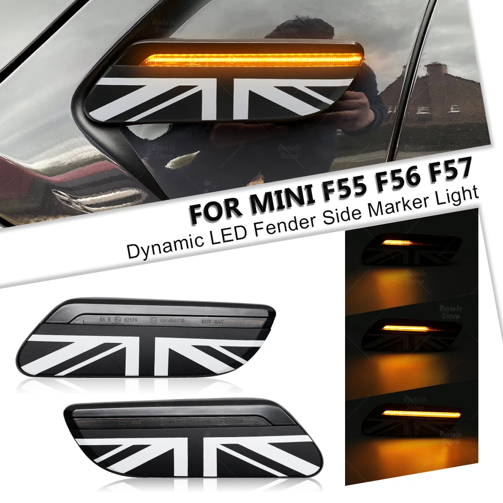 

LED Dynamic Side Marker Blinker Light UK Union Jack Style For Mini Cooper F55 F56 F57 2014 2015 2016 2017 2018 2019 2020 2021