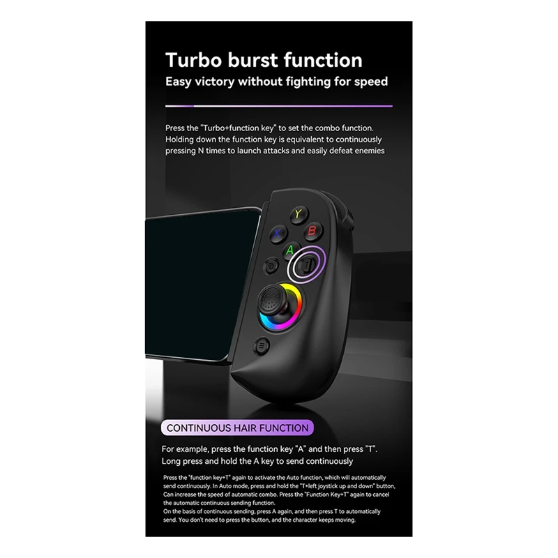 Smart-D8 estiramento móvel com luz gamepad para salão duplo sem fio bluetooth pc tablet interruptor corpo vibração aperto