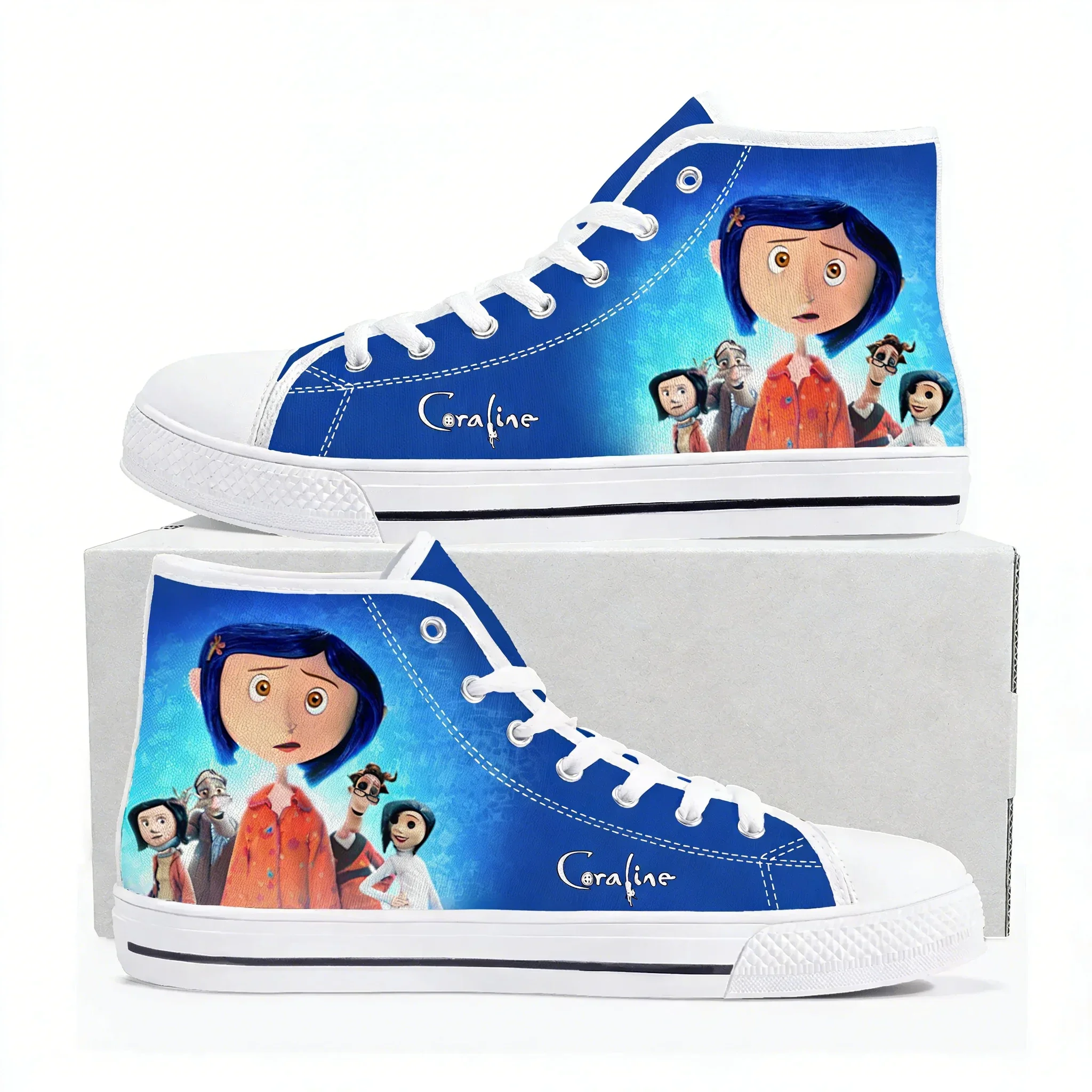 

Высококачественные кроссовки Coraline, мужские, женские, подростковые, из канваса, повседневные, с индивидуальными узорами, обувь на заказ