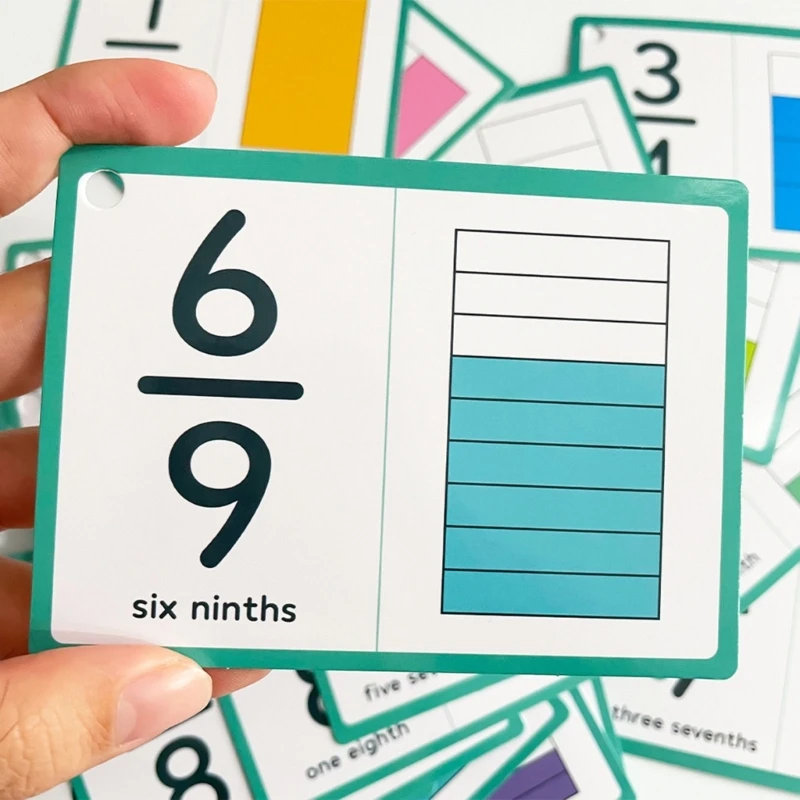 Fraction Learning Cards Classroom Homeschool Teaching Aid for School Student