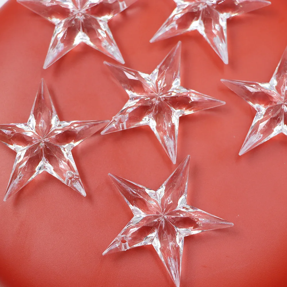 Camal 3 قطعة 53 مللي متر الاكريليك ستار 2 ثقوب واضح على شكل قلادة الثريا الستار حفل زفاف الإضاءة جزء عيد الميلاد معلقة