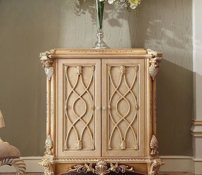 European-style entrance cabinet, solid wood hand-carved, retro and old, luxury locker, French court high-end