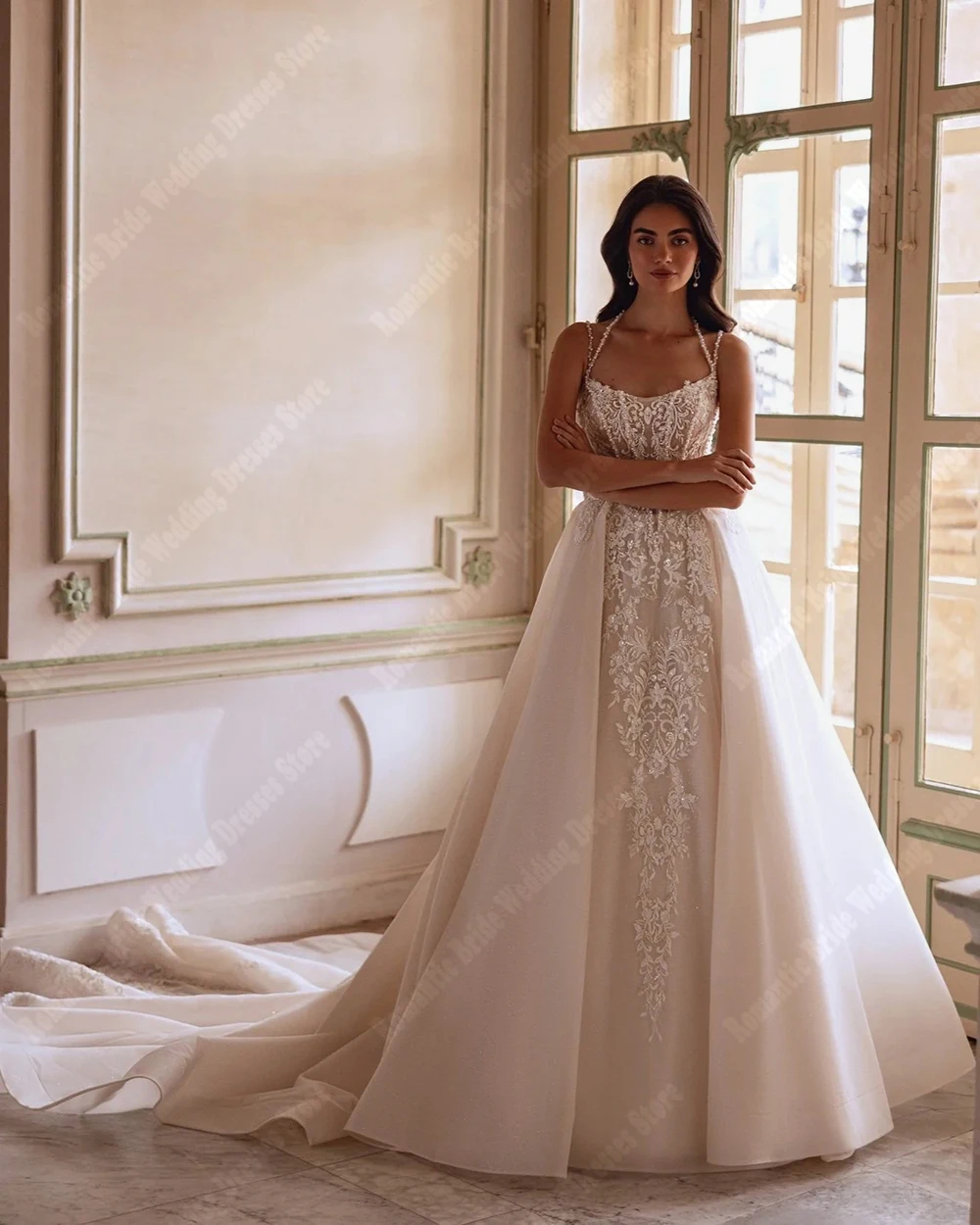 

High Quality Women Wedding Dresses Luxurious A-Line Bridal Gowns Mopping Length Engagement Banquet Vestido Para Mujer Customized