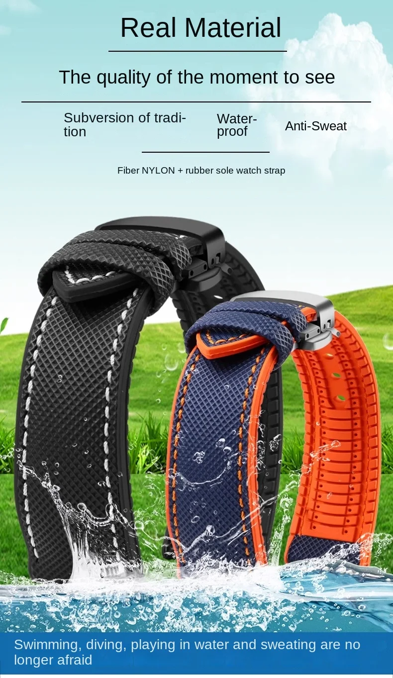 Hochwertiges Gummi-Uhrenarmband für TAG Heuer F1 Gulf Aquaracer Monaco Herren-wasserdichtes Armband blau orange 20 mm 21 mm 22 mm 24 mm – Detail 3