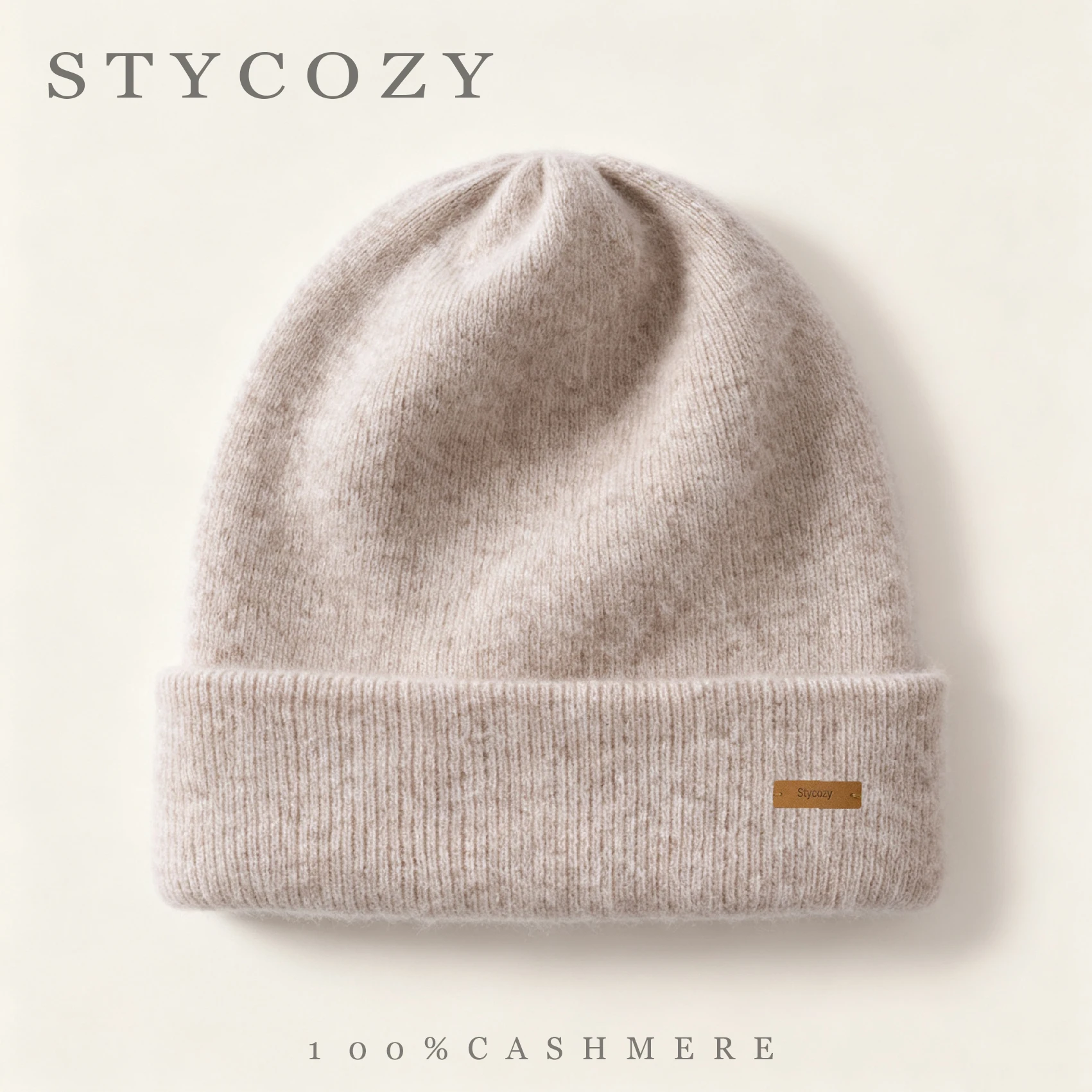 Unisex 100% Cashmere Knitted Beanies Solid Color Cuffed Winter Skullies Hats Women Daily Commute Soft Stretchy Fluffy Warm Cap
