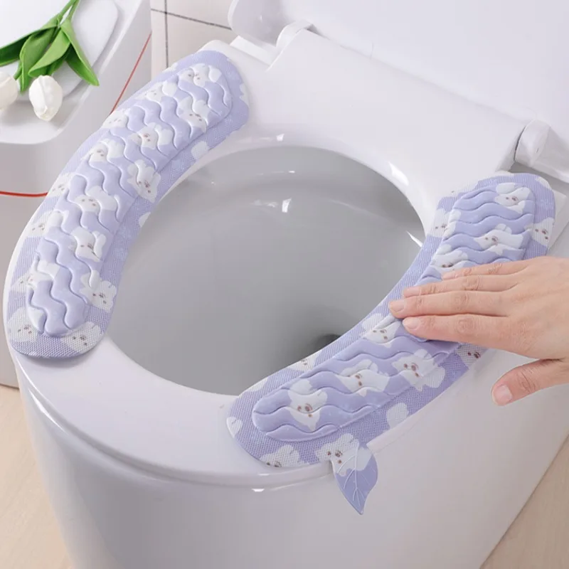 Toilet Seat Cover EVA Water-proof Silicone Lavatory Accessories Bathroom Closestool Sticker Universal Cushion Reusable Soft Mat