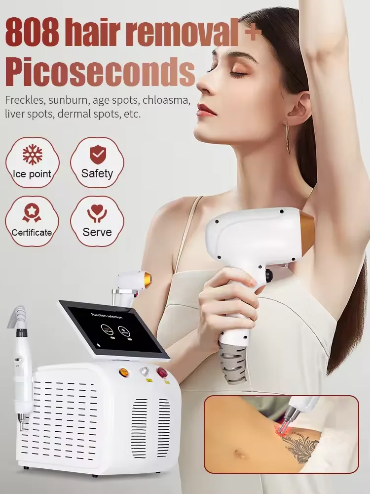 2 in 1 Ice titanium diode laser hair removal pico laser carbon peel pigment tattoo removal machine eyebrow tattoo removal