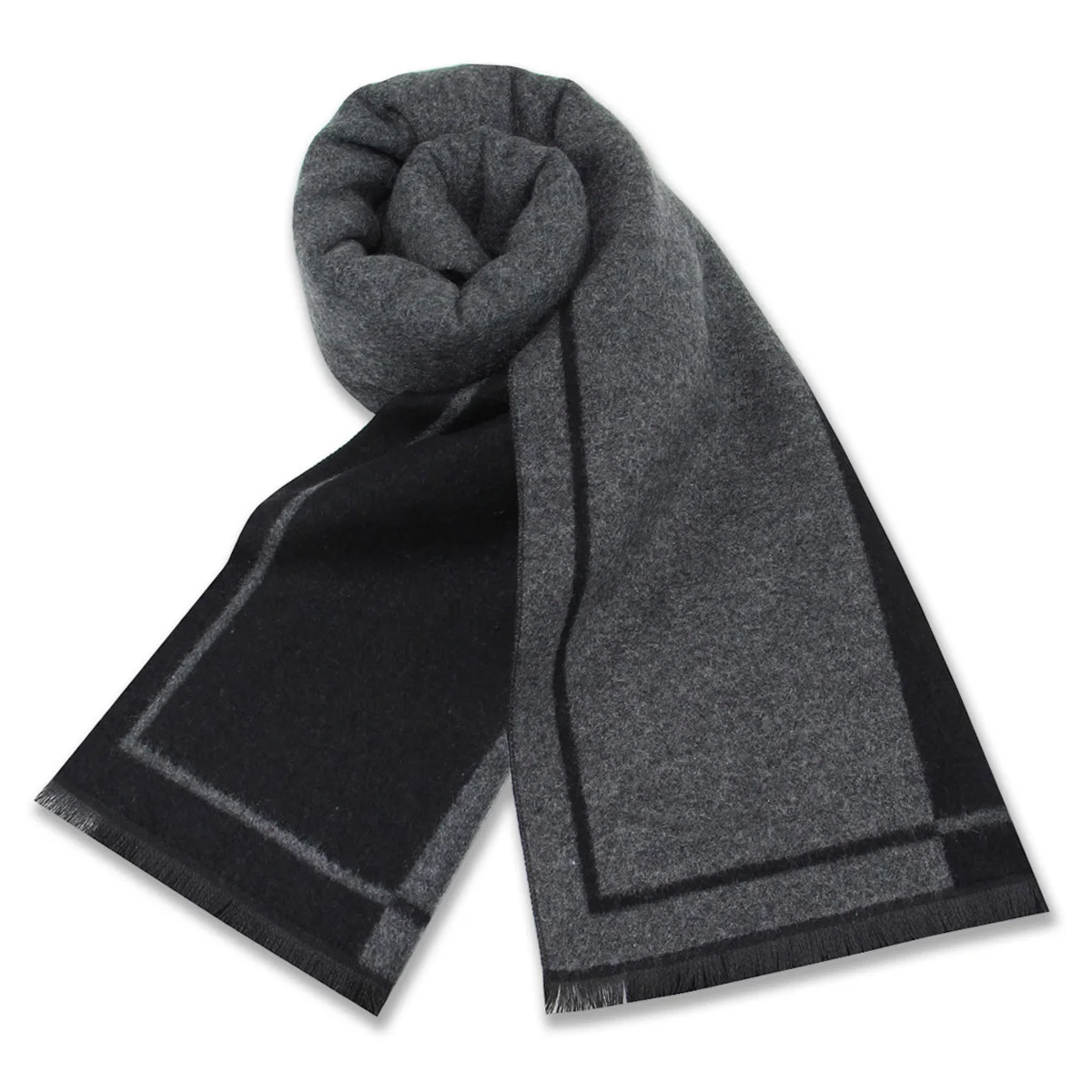 

New Luxury Cashmere Wool Men Scarves,Warm Winter Man Scarf Charcoal Grey Wool Scarves Comfort Dual Color Fashion Casual Wear