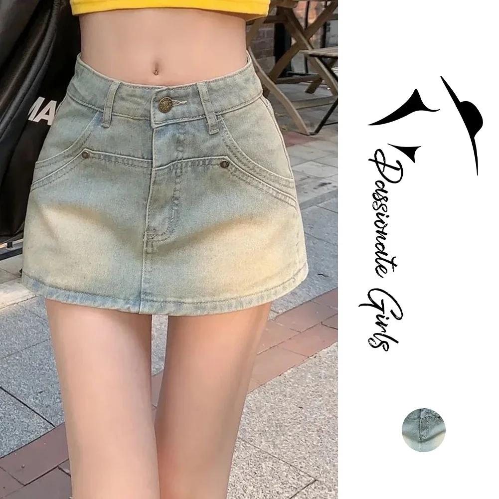 Fashion Street All-match Skirt Boho Slim Fit Skirt Retro Gyaru Skirt Solid Color Pattern Various Sizes Available