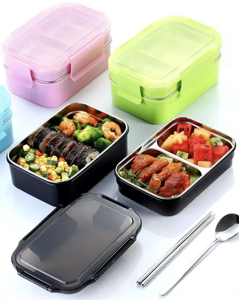 

1000ml Double Layers Stainless Steel Lunch Boxes with Insulation Bag Bento Lunch Box Leak-Proof Thermal Bento Box Student Bento