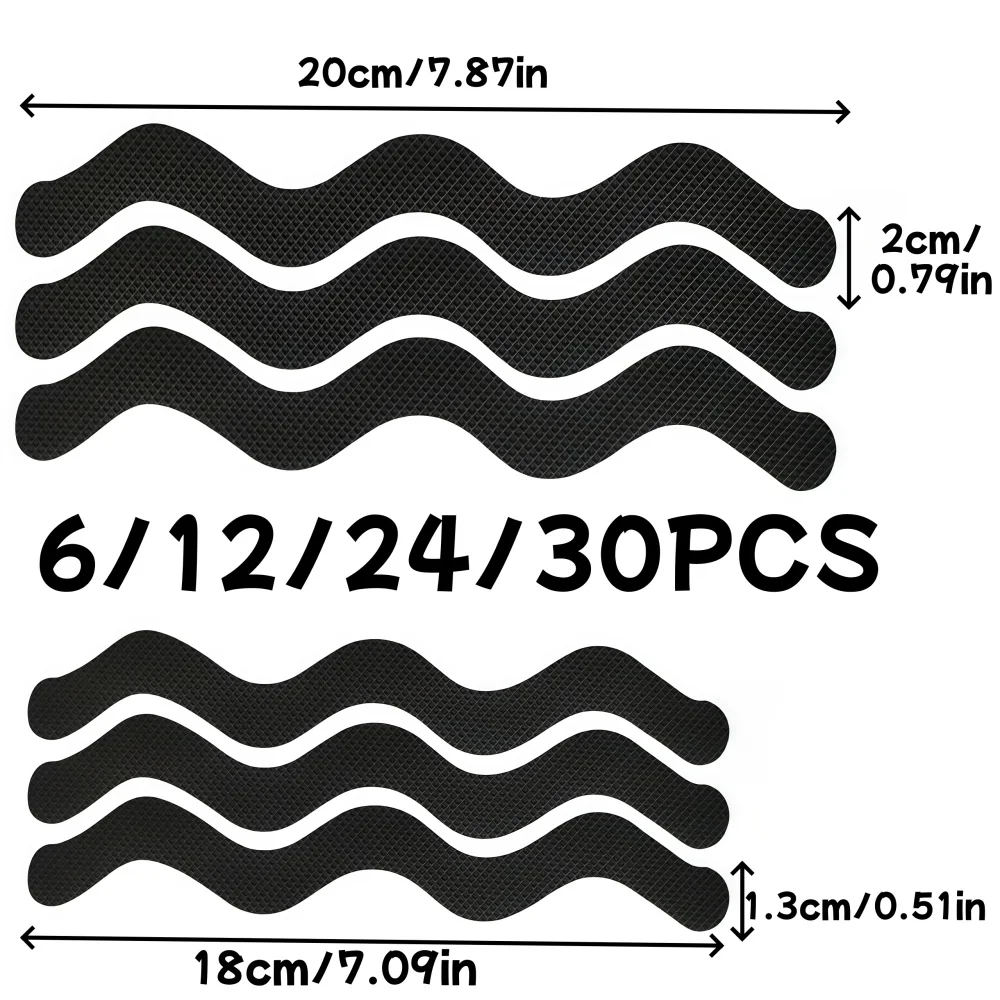 Bathroom Anti-Slip Stickers Transparent Waterproof Strip Bathtub Shower Stair Floor Long Strip Wavy Tape Sticker