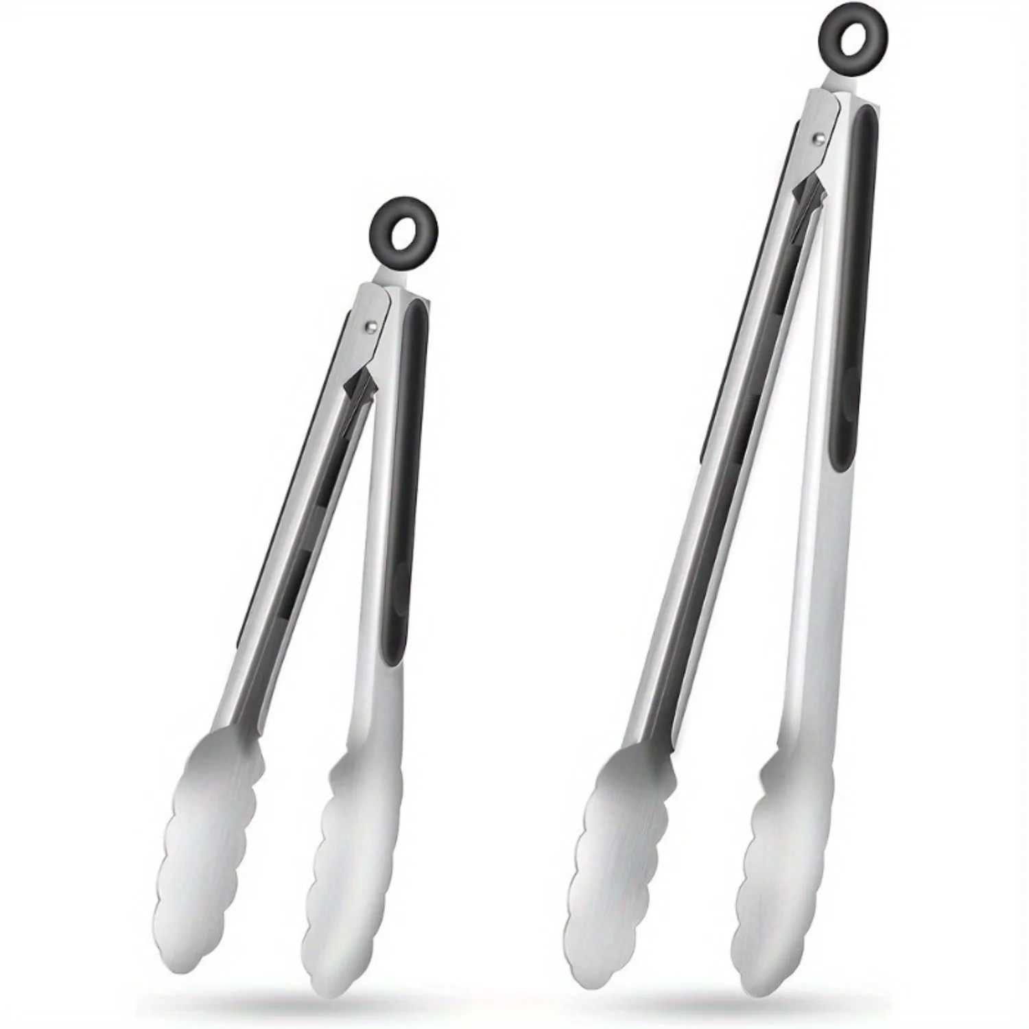 Stainless Steel Kitchen Tongs Set - Silicone Grips, Locking Design, Non-Slip Handles