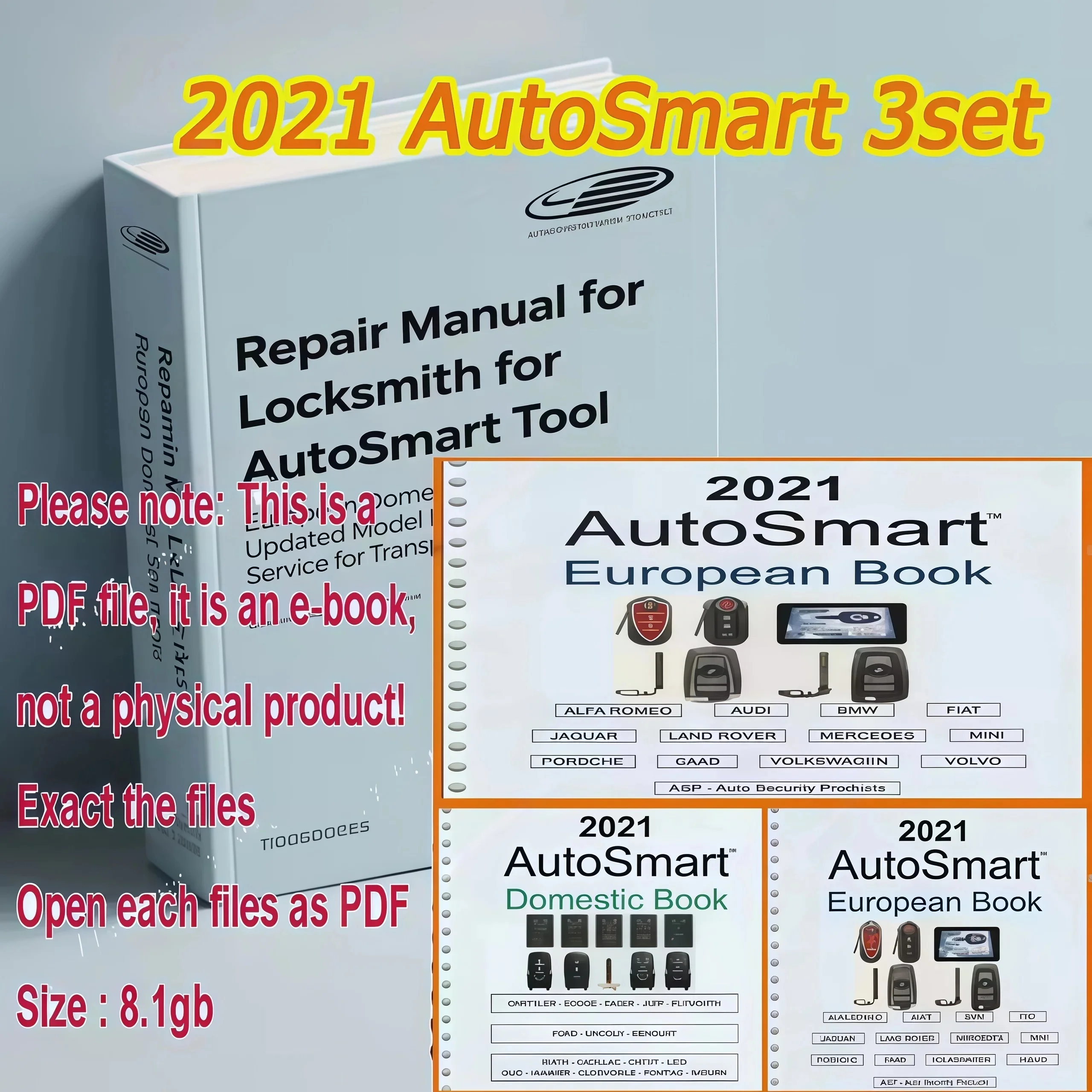 2021 AutoSmart 3 E-Book Set (Asian, European  Domestic) – Professional Automotive Locksmith Guide by Michael Hyde | Key Program
