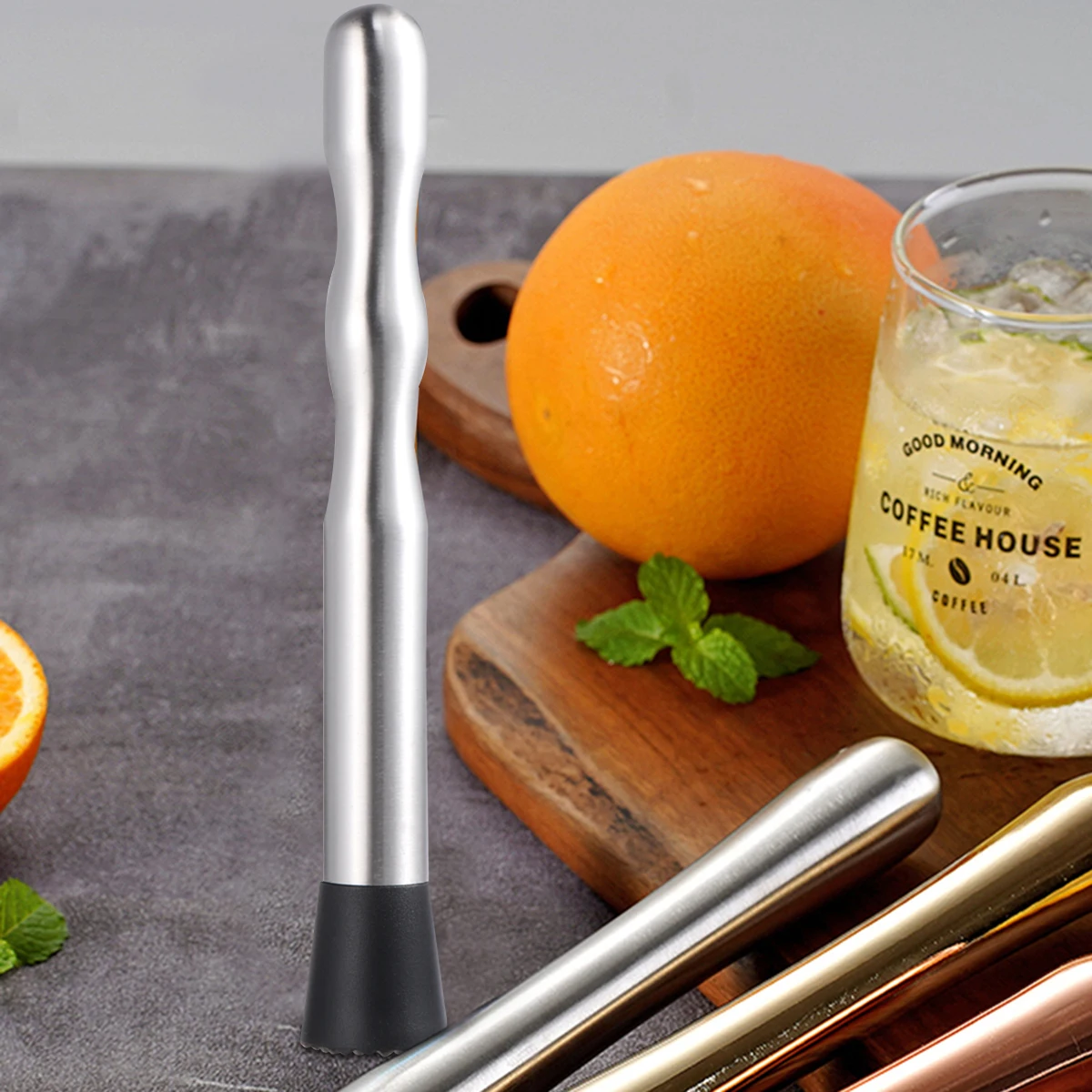 

Stainless Steel Cocktail Muddler Long Handle Flat-Top Blunt End for Bar Use Mint Crushing Fruit Crusher Bar Tools